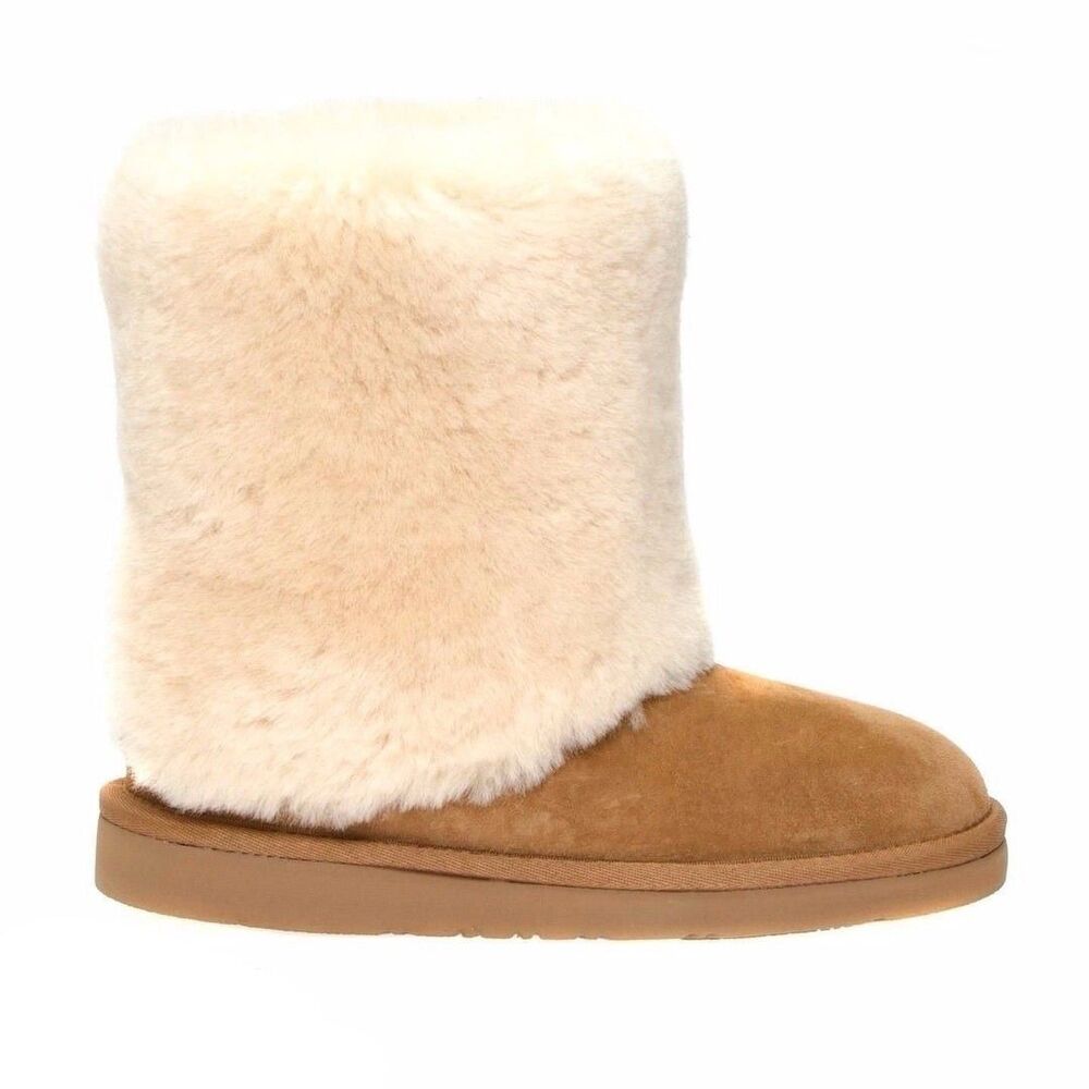 UGG PATTEN CHESTNUT SUEDE SHEEPSKIN CUFF SHORT BOOTS SIZE US 7 WOMEN - Picture 3 of 7
